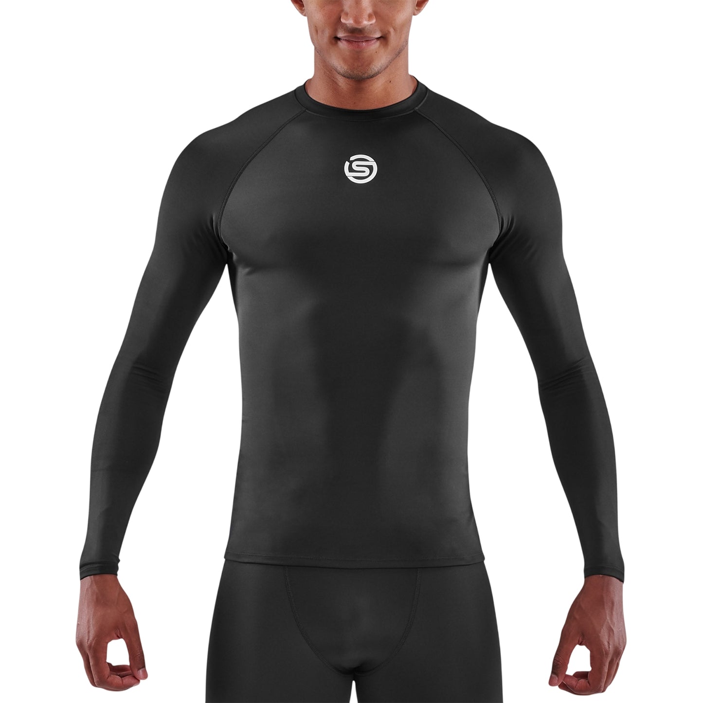Black - Side - Skins Mens Series-1 Regular Long-Sleeved Base Layer Top