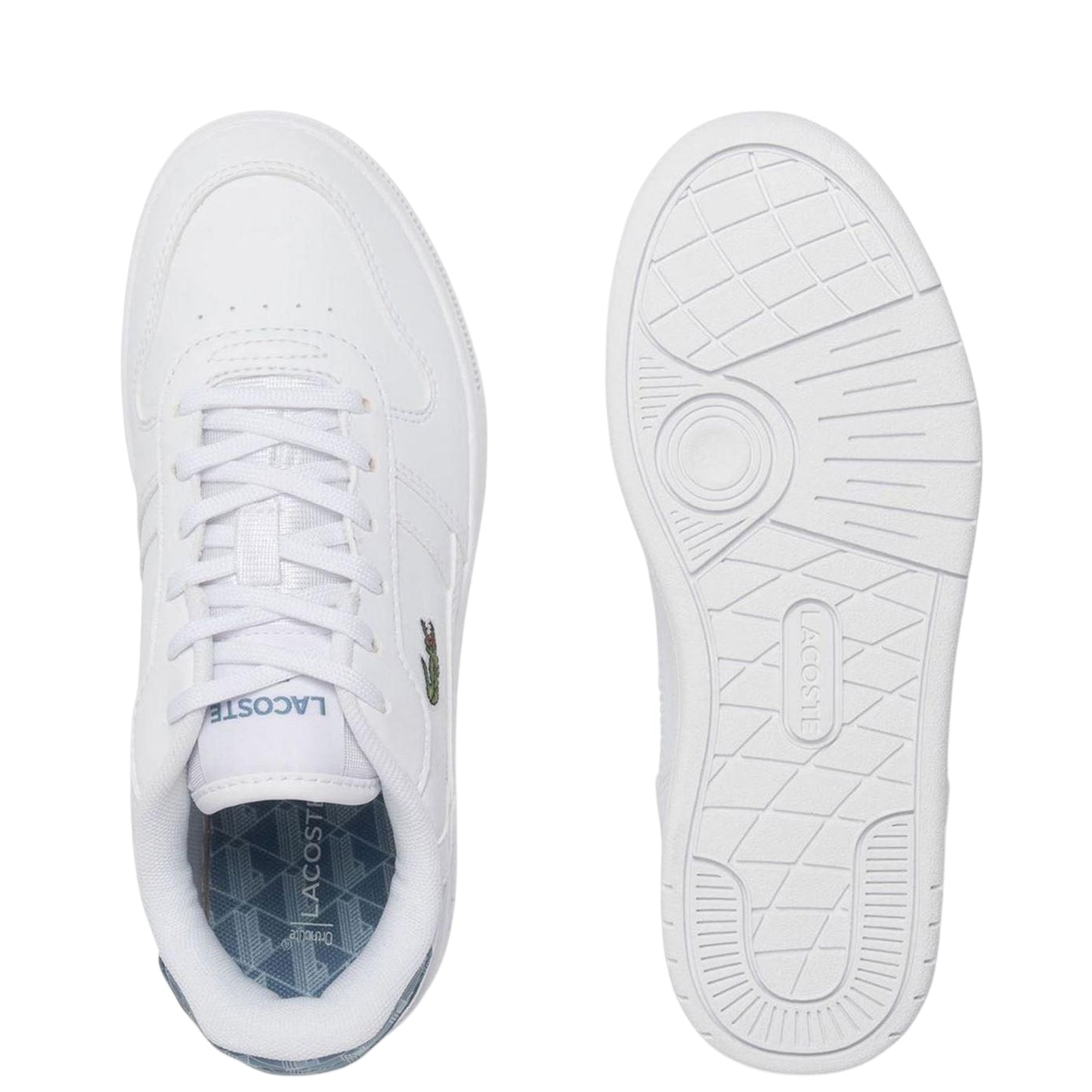 White-Blue - Lifestyle - Lacoste Childrens-Kids T-Clip Set Leather Trainers