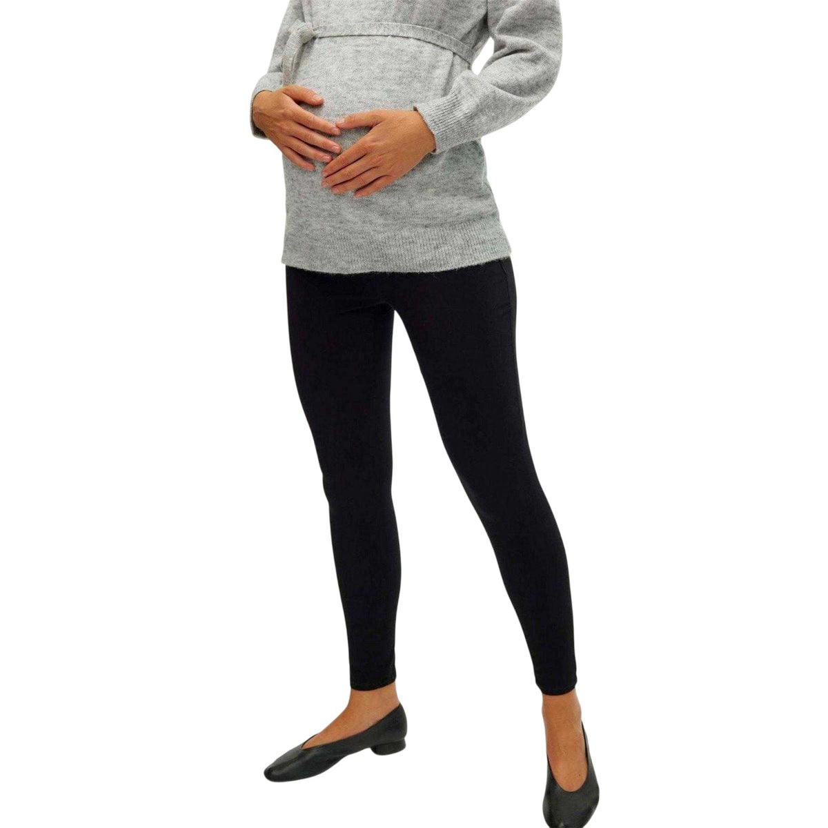 Black - Side - Mamalicious Womens-Ladies Plain Slim Jeggings