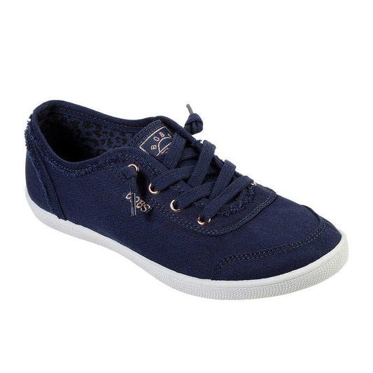 Navy - Front - Skechers Unisex Adult BOBS B Cute Canvas Flat Trainers