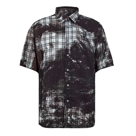 Black - Front - Diesel Mens Globe Plaid Short-Sleeved Shirt