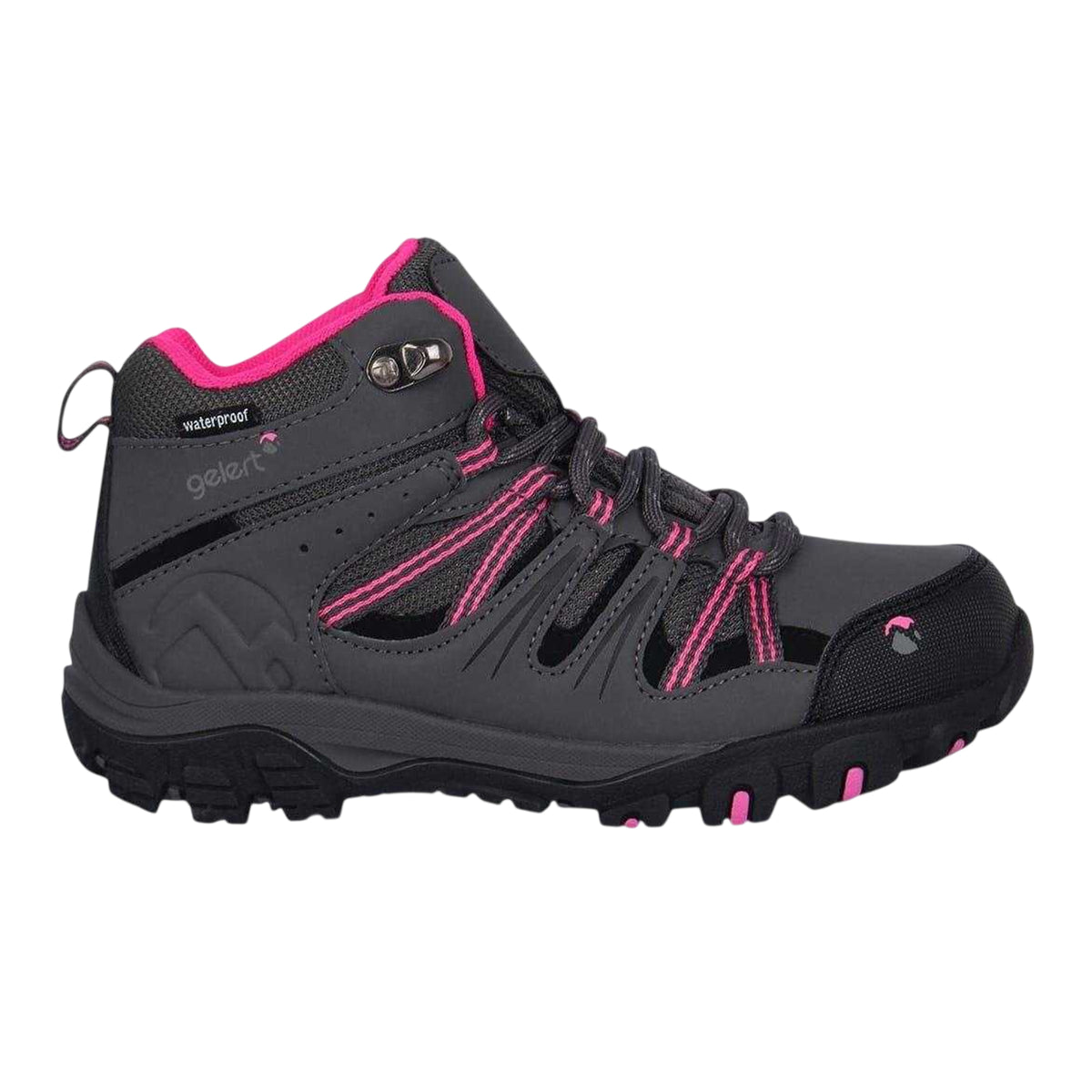 Charcoal-Pink - Lifestyle - Gelert Childrens-Kids Horizon Waterproof Mid Cut Walking Boots