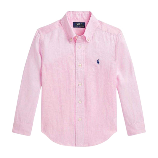 Pink - Front - Ralph Lauren Childrens-Kids Linen Long-Sleeved Shirt