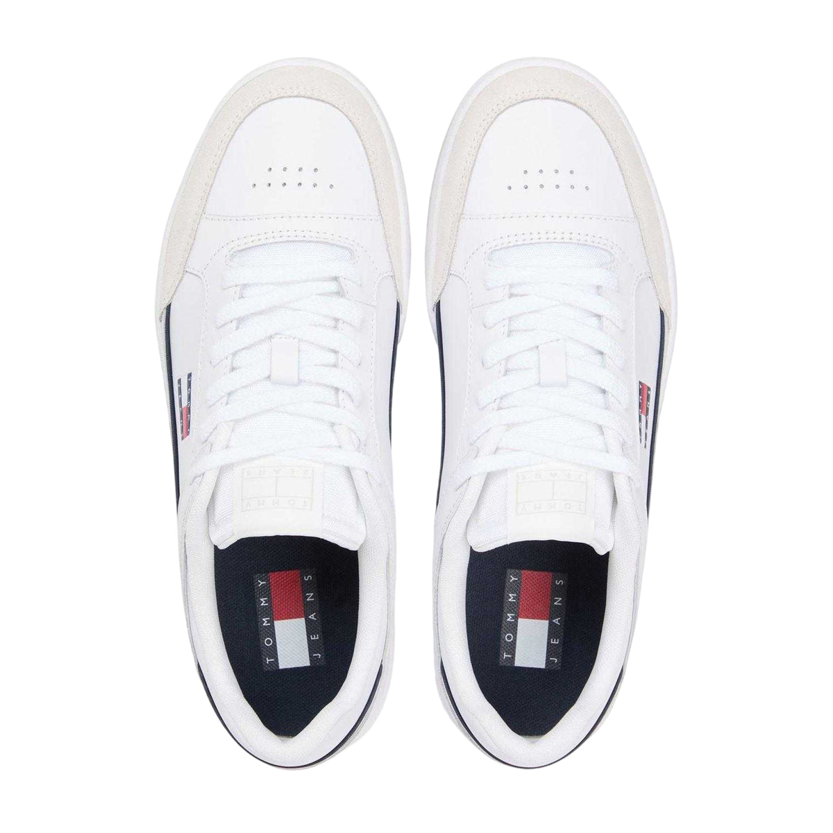 White - Lifestyle - Tommy Jeans Mens Leather Cupsole Trainers