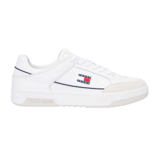 White - Front - Tommy Jeans Mens Leather Cupsole Trainers