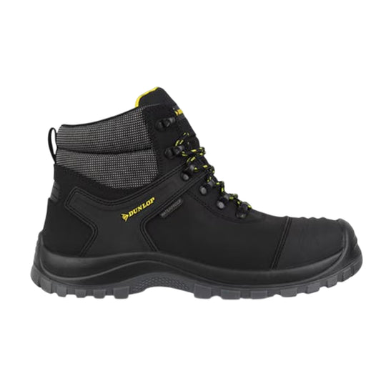 Black - Front - Dunlop Mens Nova Logo Leather Steel Toe Cap Safety Boots