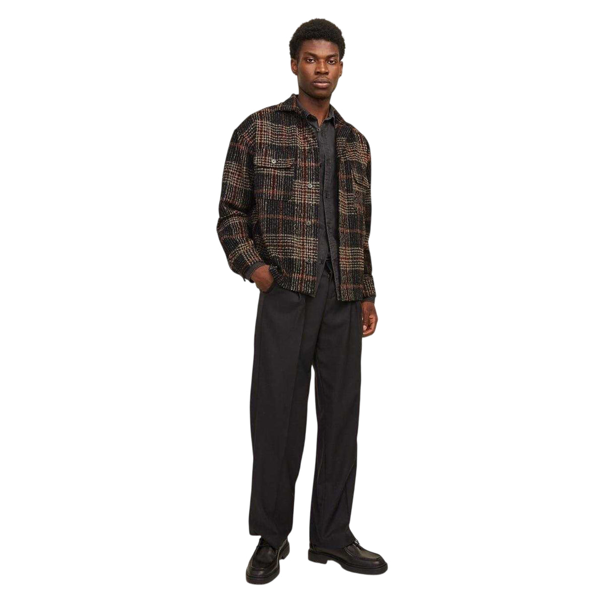 Iron Gate - Side - Jack And Jones Mens Bouclé Regular Long-Sleeved Shirt