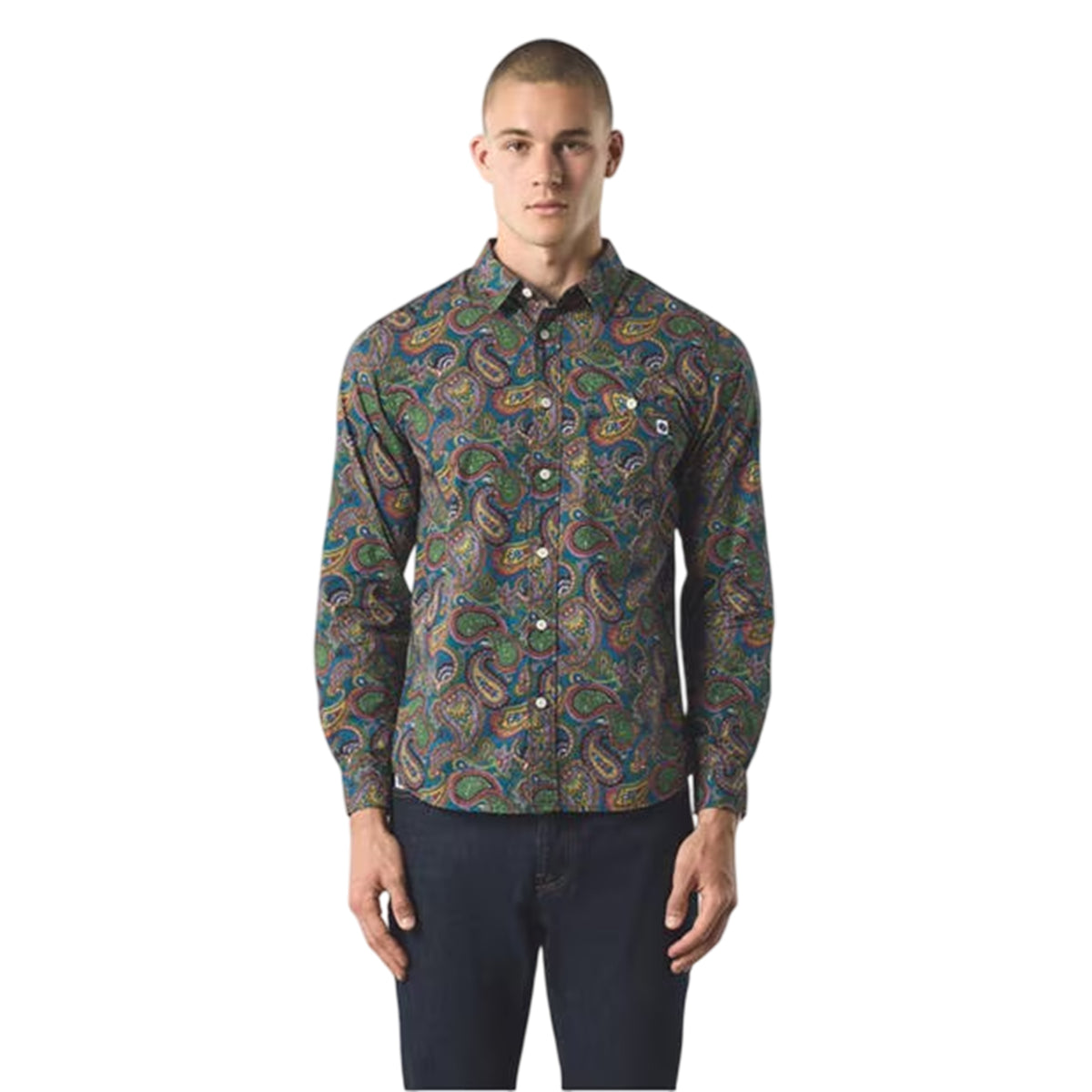 Multicoloured - Side - Pretty Green Mens Paisley Long-Sleeved Shirt