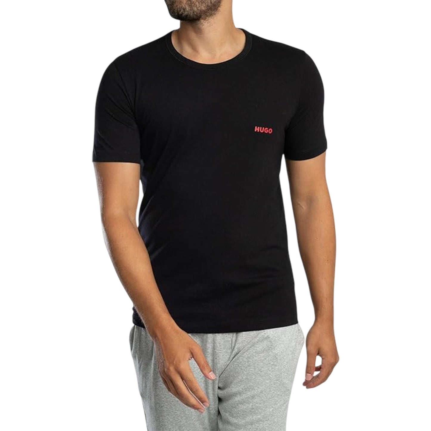 Black-Grey-White - Lifestyle - Hugo Mens Triplet Logo T-Shirt (Pack of 3)