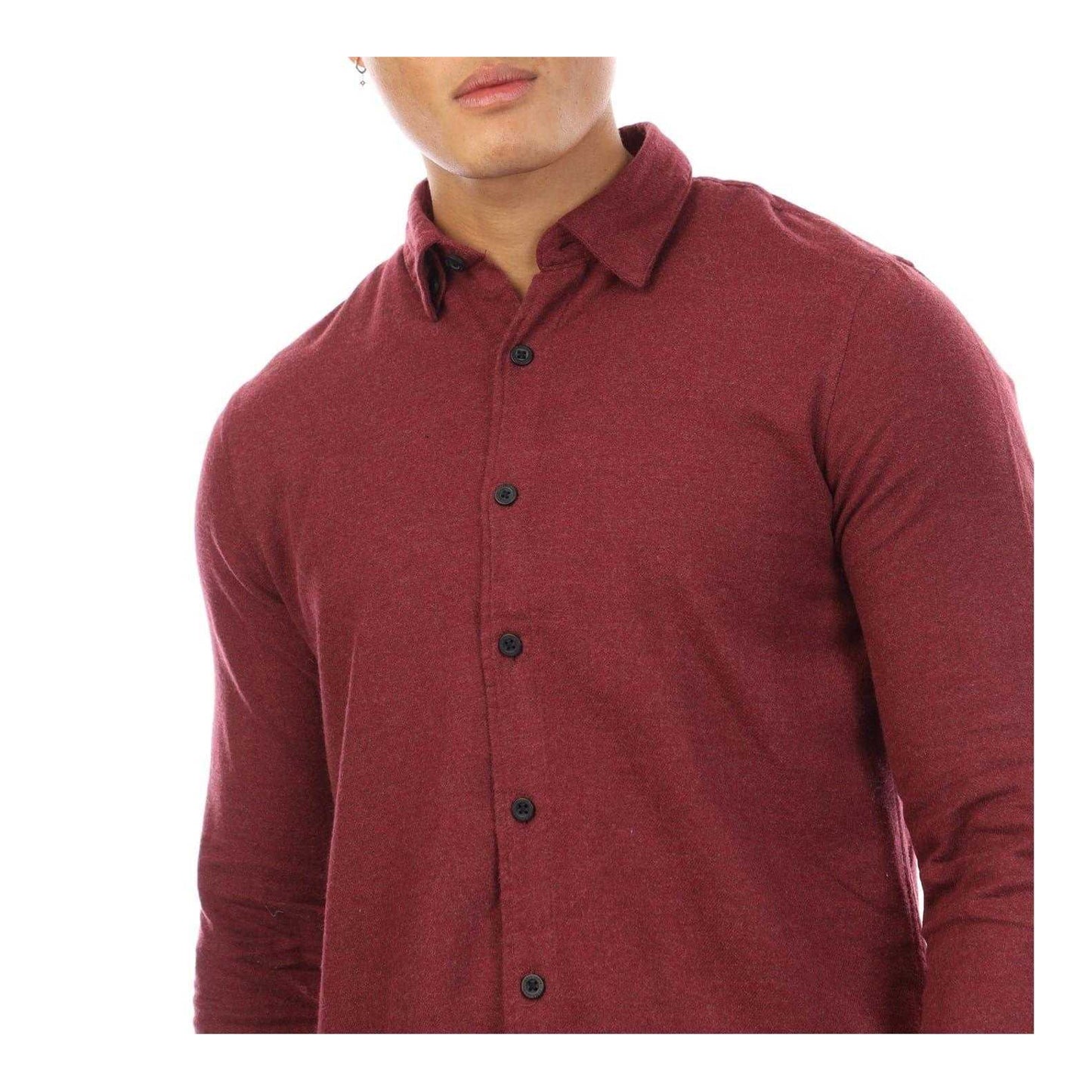 Burgundy - Side - Peter Werth Mens Collared Shirt