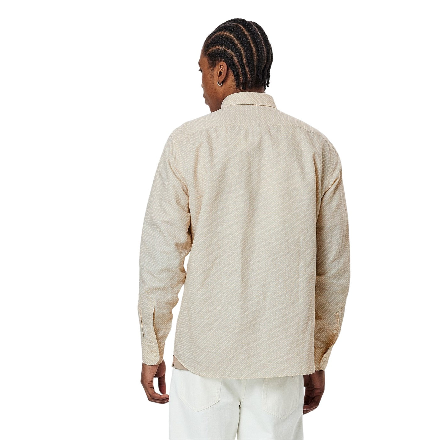 White - Lifestyle - Boss Mens Geometric Pattern Regular Shirt