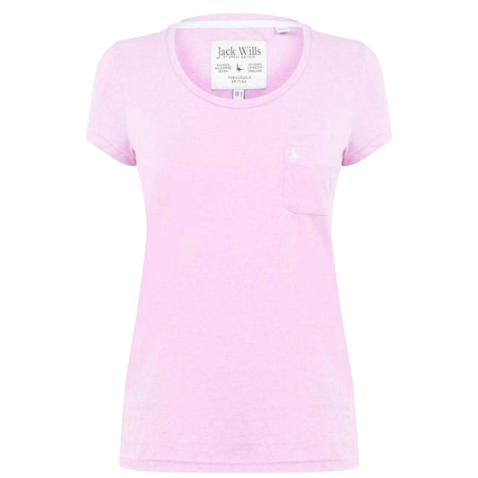 Pink - Front - Jack Wills Womens-Ladies Fullford Chest Pocket T-Shirt