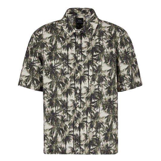Green - Front - Armani Exchange Mens Palm Regular Short-Sleeved Shirt