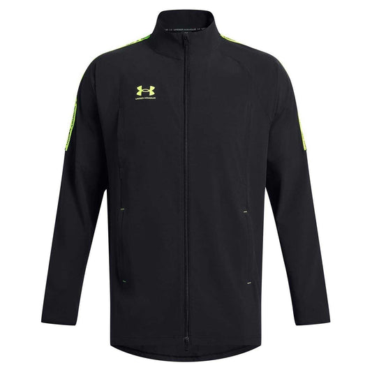 Black - Front - Under Armour Mens Zip Neck Long-Sleeved Athletic Track Top