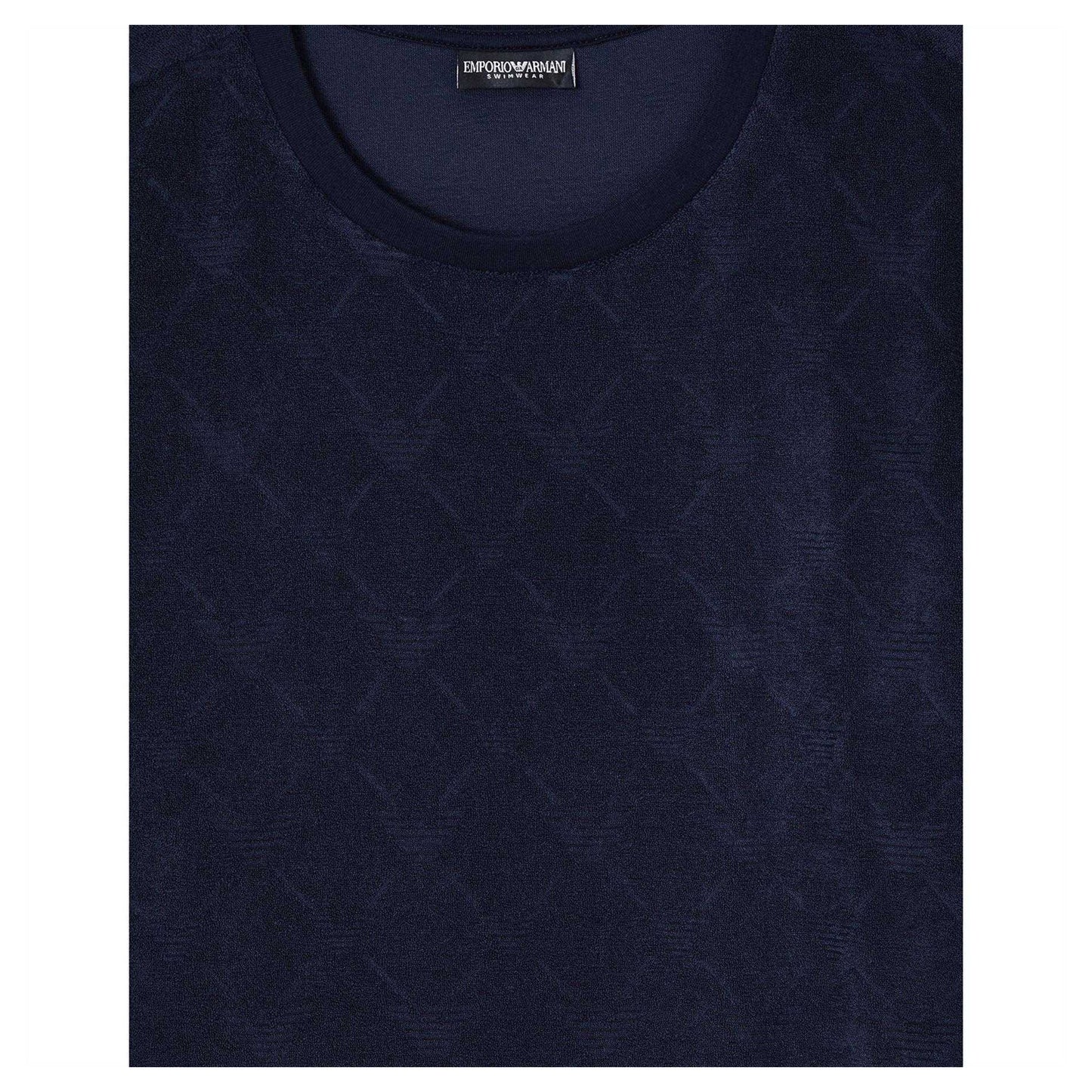 Navy - Side - Emporio Armani EA7 Mens Diamond Jacquard T-Shirt