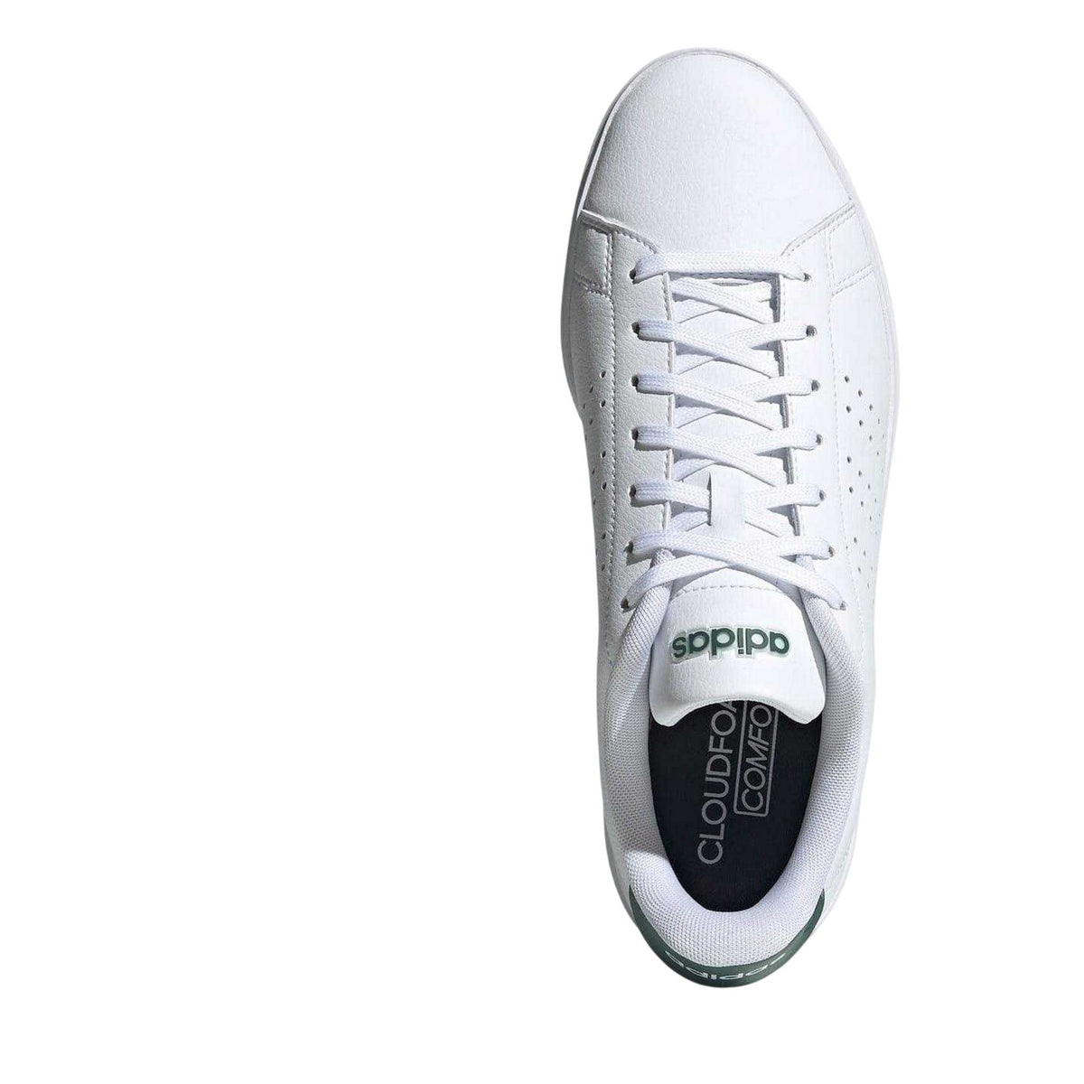 White-Green - Pack Shot - Adidas Mens Advantage Perforated Trainers