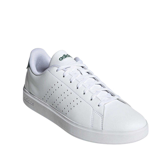 White-Green - Front - Adidas Mens Advantage Perforated Trainers