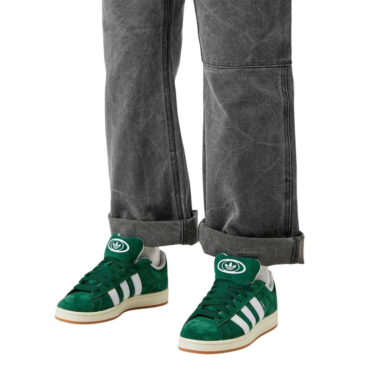 Dark Green-White - Lifestyle - Adidas Unisex Adult Campus 00s Leather Flat Trainers