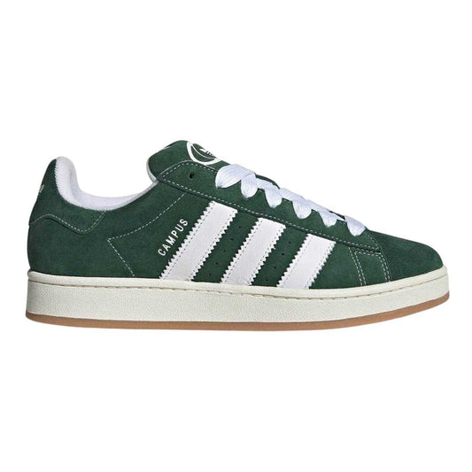 Dark Green-White - Front - Adidas Unisex Adult Campus 00s Leather Flat Trainers