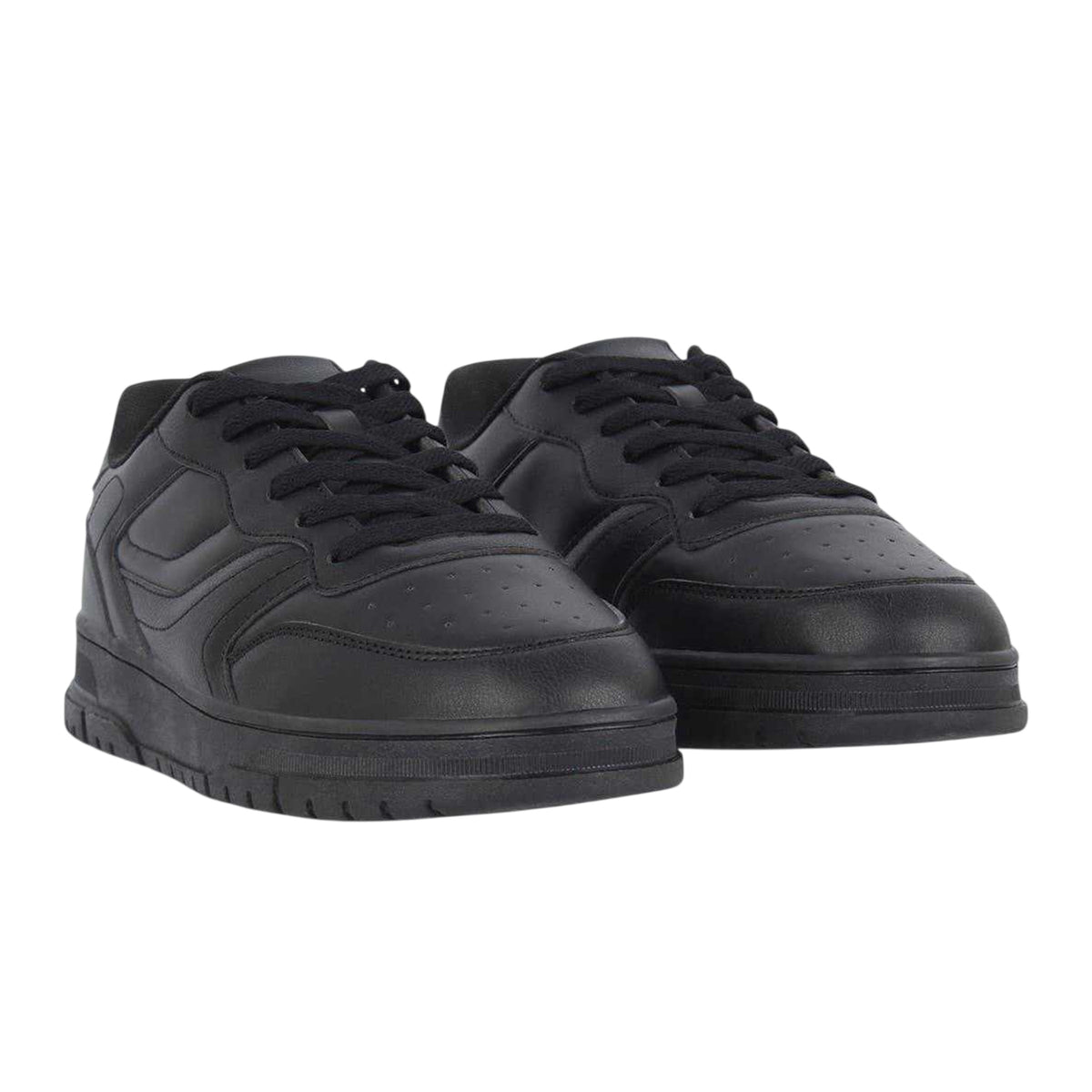 Black - Lifestyle - Fabric Mens Lace Up Flat Trainers