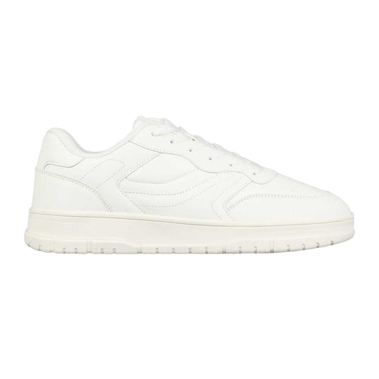 White - Front - Fabric Mens Lace Up Flat Trainers