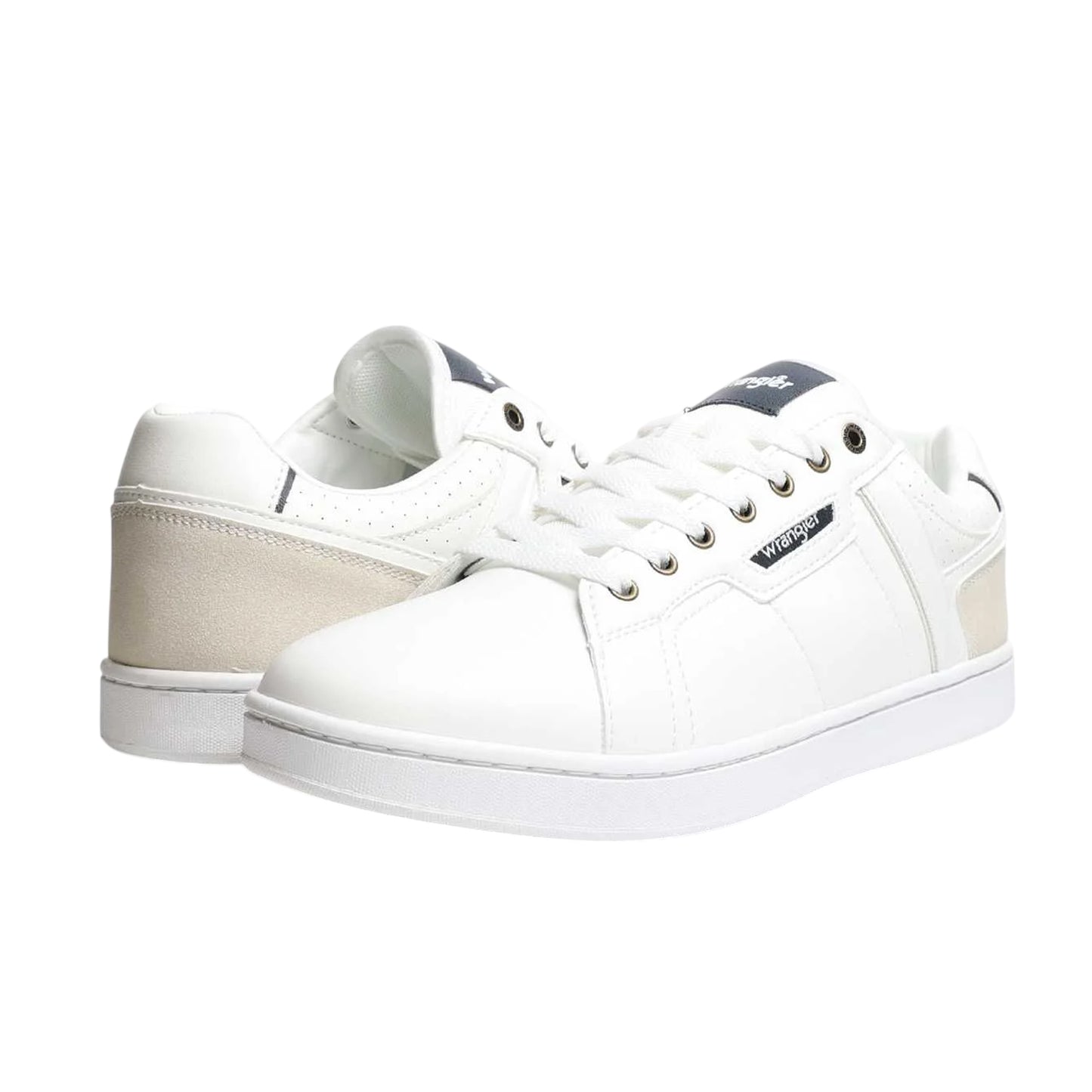 White - Pack Shot - Wrangler Mens Kit Leather Flat Trainers