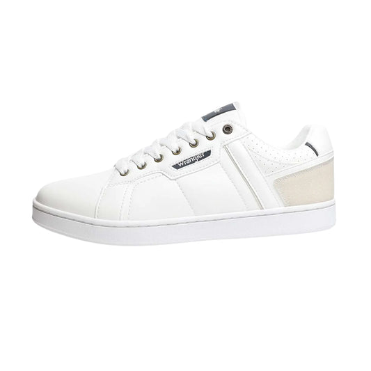 White - Front - Wrangler Mens Kit Leather Flat Trainers