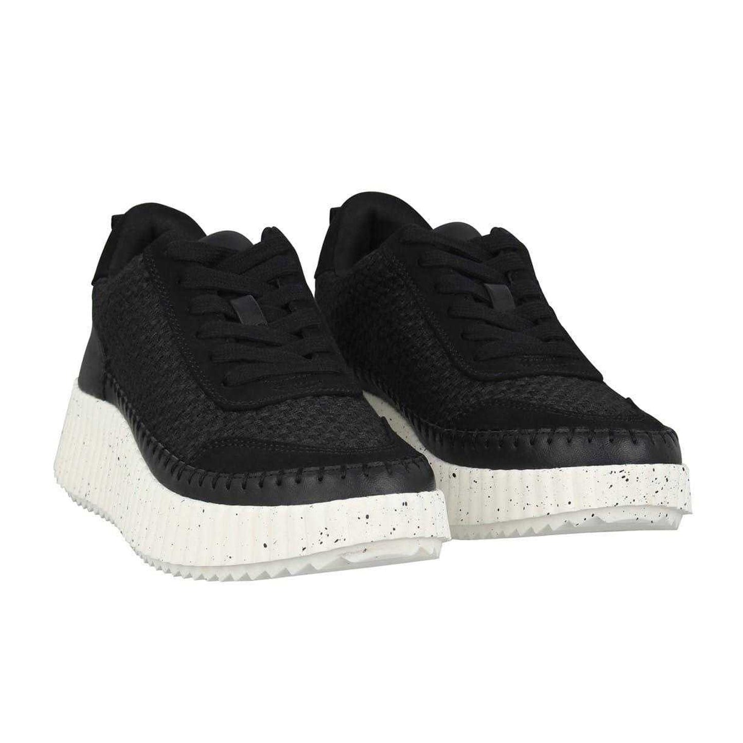 Black - Pack Shot - Jack Wills Womens-Ladies Knitted Platform Wedge Trainers