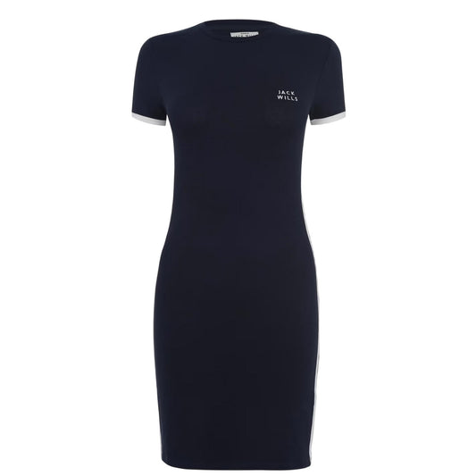 Navy - Front - Jack Wills Womens-Ladies Goodrington Side Stripe Mini Dress