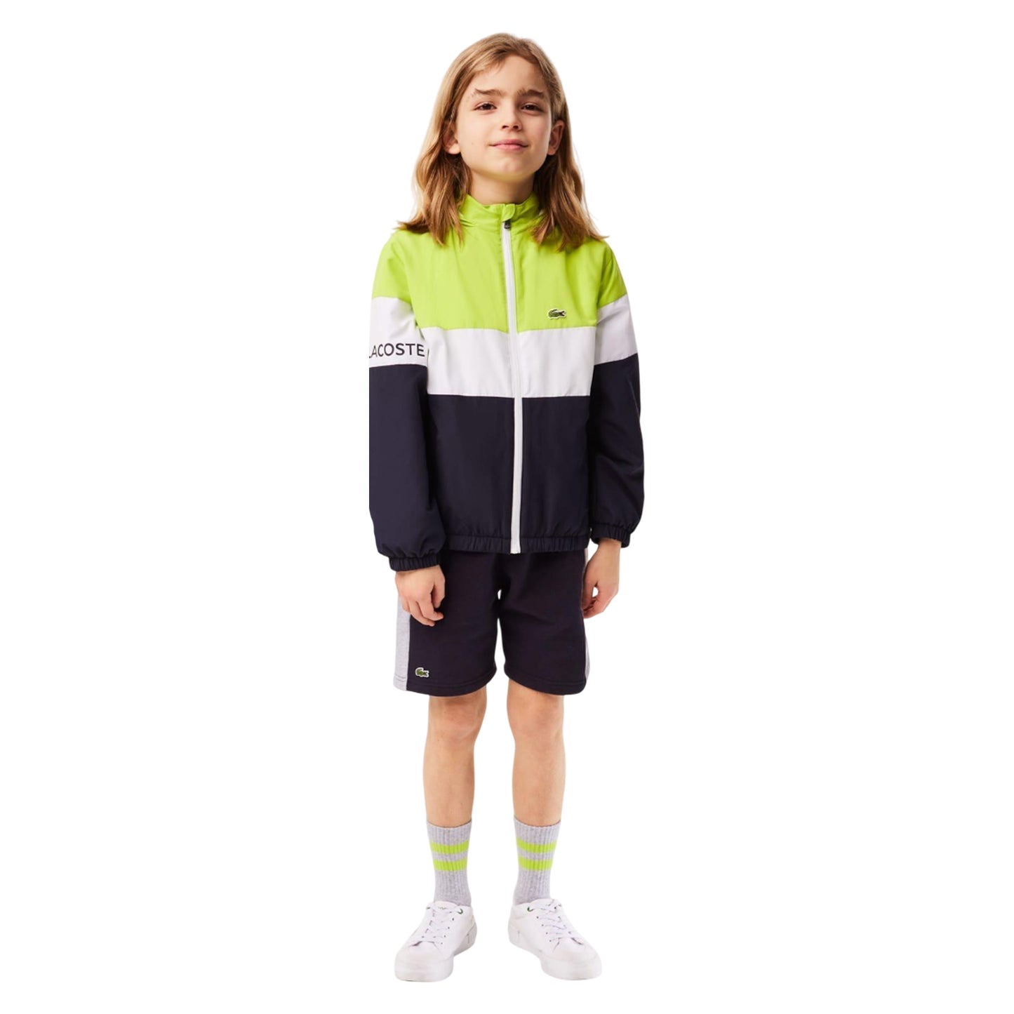 Green-White-Black - Side - Lacoste Childrens-Kids Printed Hoodie