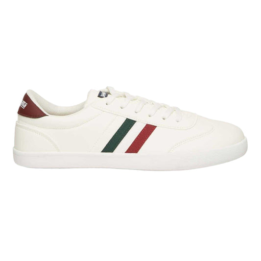 White - Front - Lambretta Mens Flat Trainers