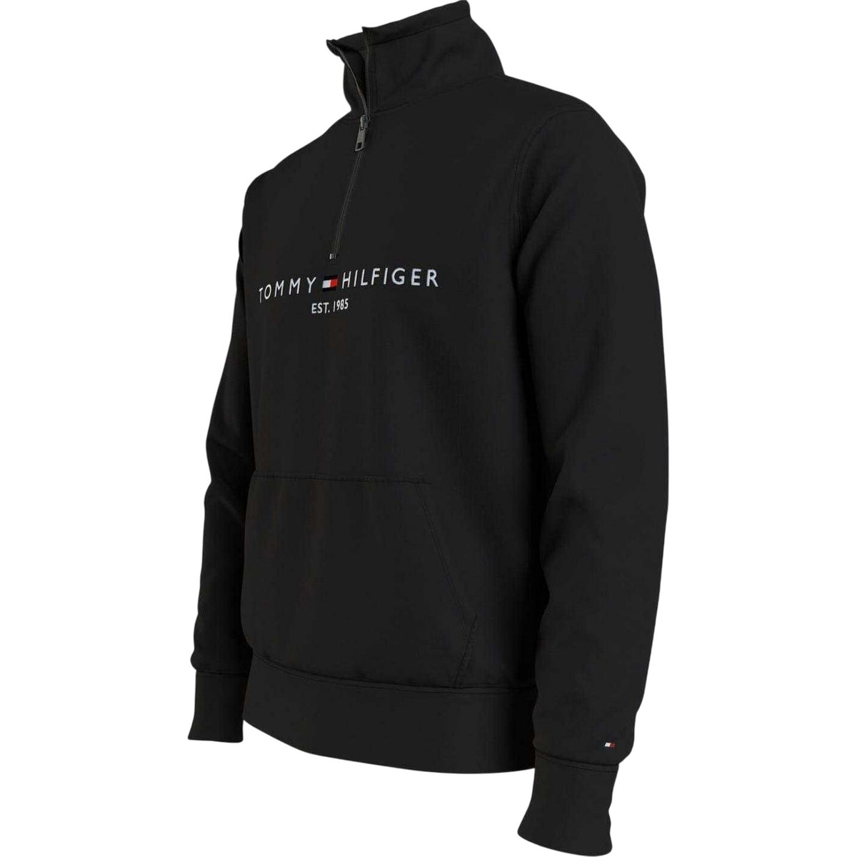 Black - Side - Tommy Hilfiger Mens Logo Mock Neck Sweatshirt