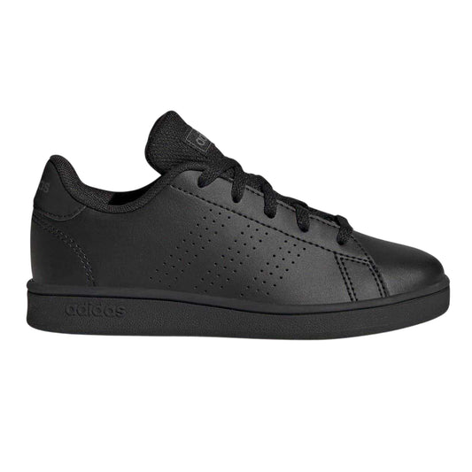 Triple Black - Front - Adidas Childrens-Kids Advantage Flat Trainers