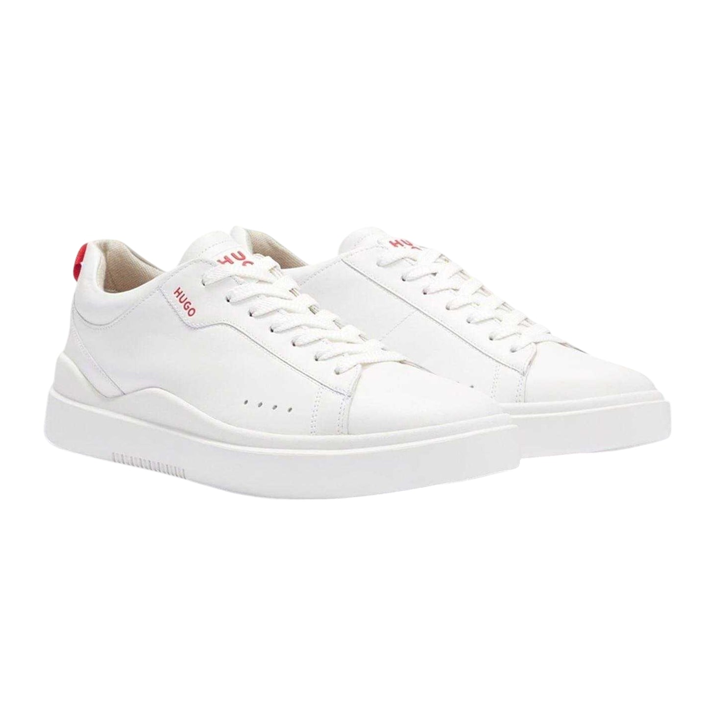 White - Pack Shot - Hugo Boss Mens Tenn Leather Flat Trainers