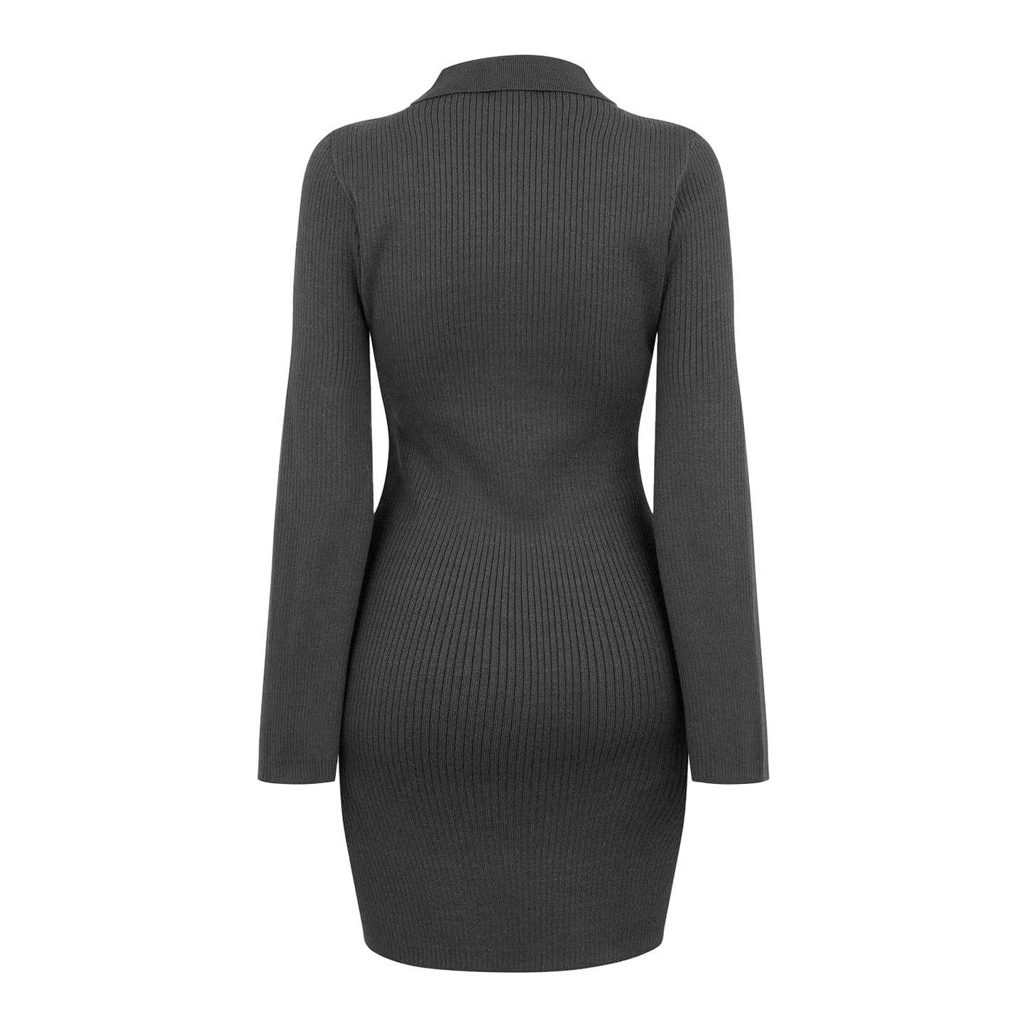 Grey - Back - Jack Wills Womens-Ladies Zip Neck Mini Shirt Dress