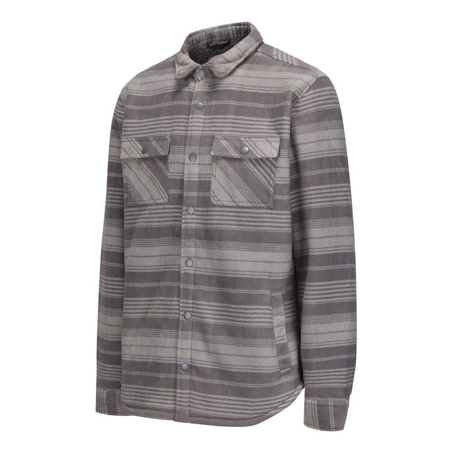 Grey - Side - SoulCal Mens Plaid Polyester Shacket
