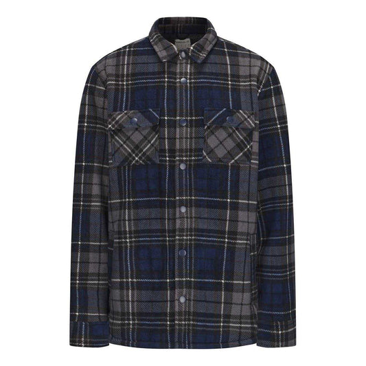 Navy - Front - SoulCal Mens Plaid Polyester Shacket