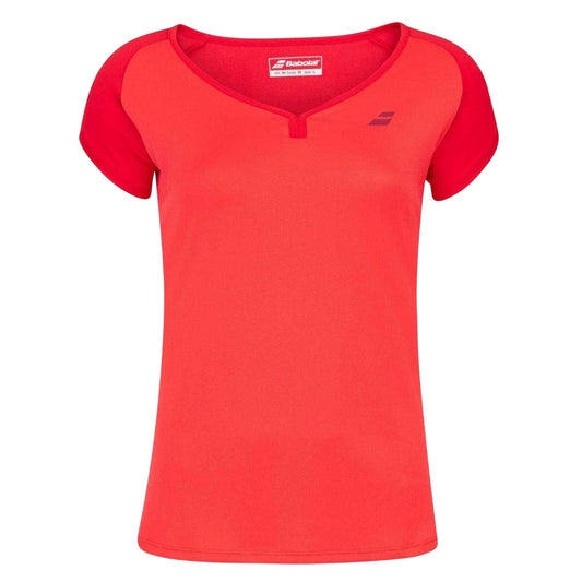 Tomato Red - Front - Babolat Girls Play Boat Neck Capped Sleeved T-Shirt