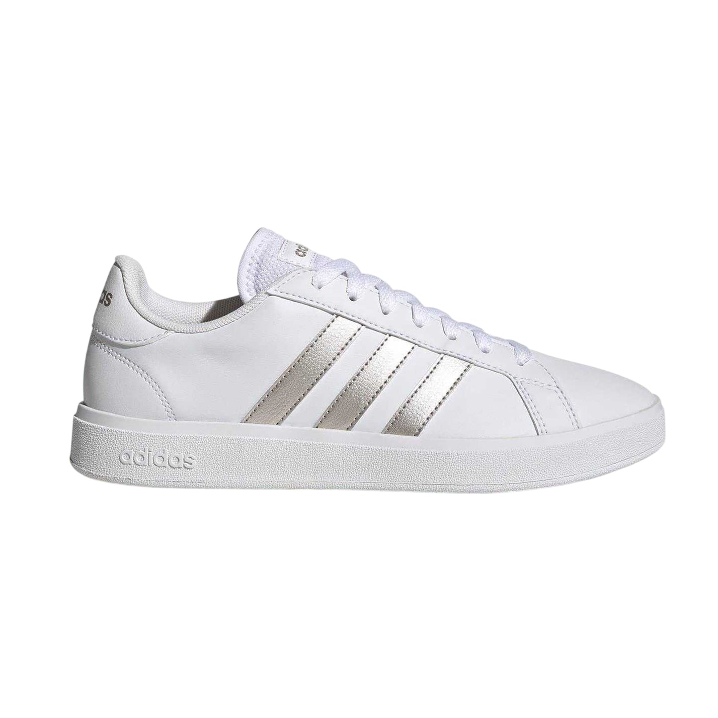 White - Lifestyle - Adidas Womens-Ladies Grand Court Stripes Flat Trainers