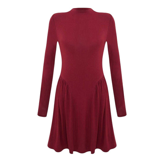 Burgundy - Front - I Saw It First Womens-Ladies Viscose Drop Waist Mini Dress
