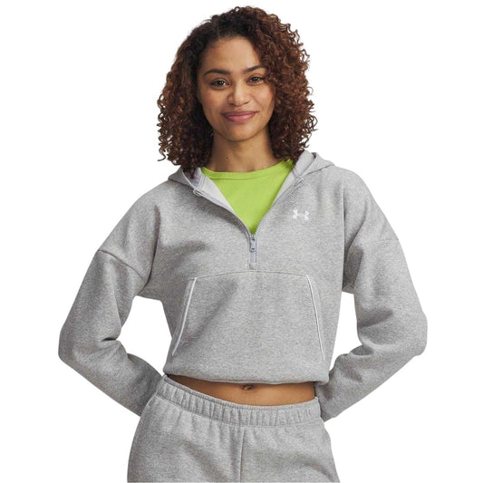 Grey Heather - Front - Under Armour Womens-Ladies Rival Hooded Relaxed Fit Sweatshirt