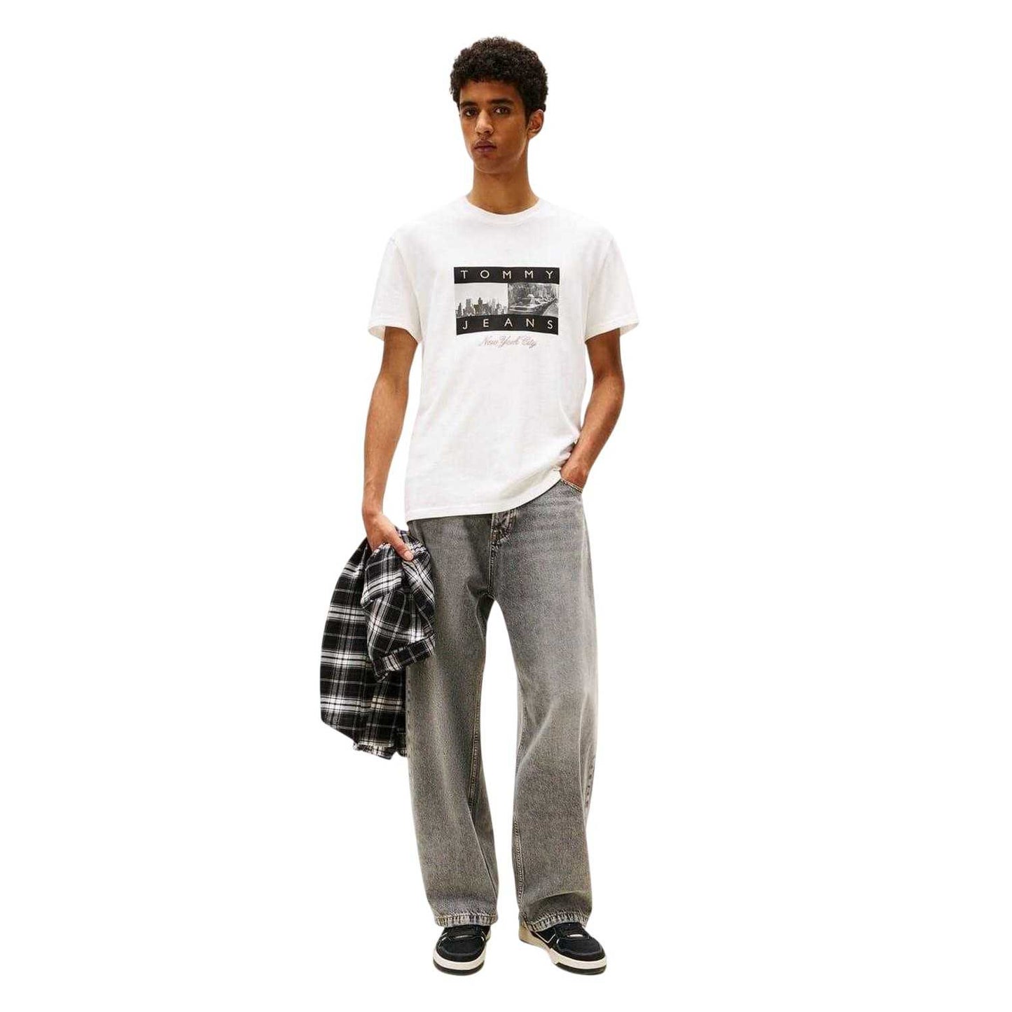 Ecru - Side - Tommy Jeans Unisex Adult Cotton Regular T-Shirt