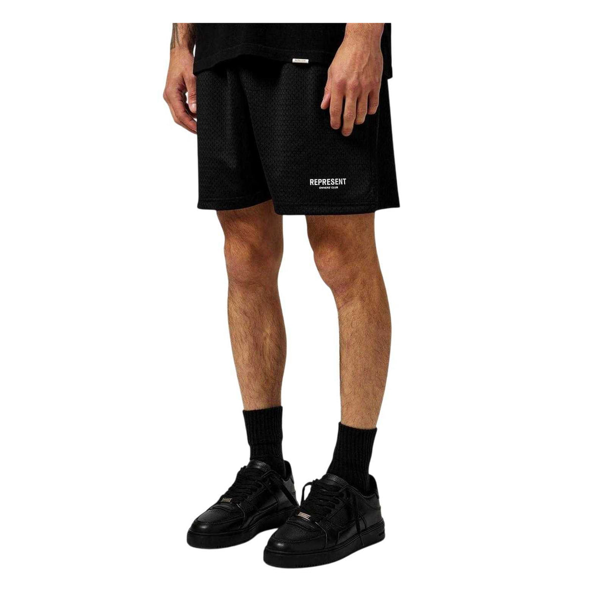 Triple Black - Pack Shot - Represent Mens Apex Panelled Flat Trainers