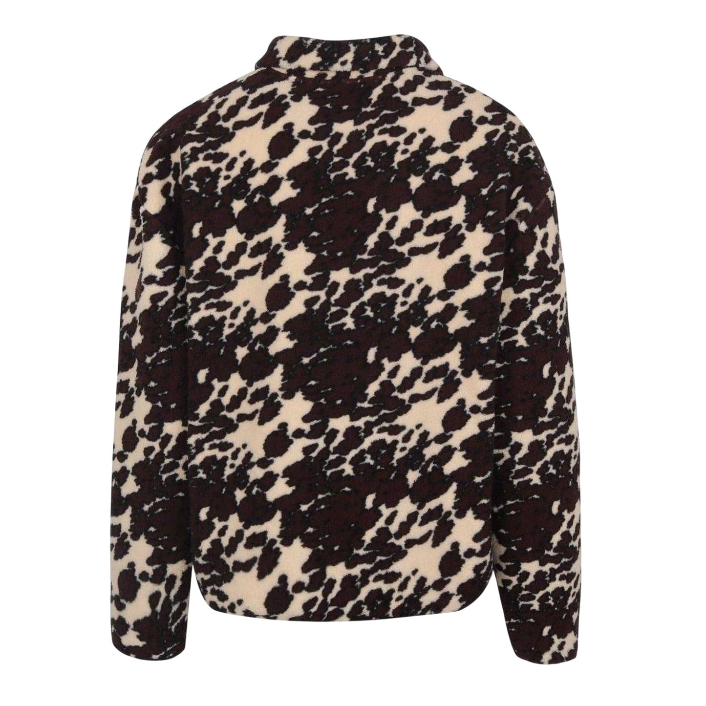 Cream-Black - Back - SoulCal Unisex Adult Leopard Print Borg Quarter Zip Fleece Top