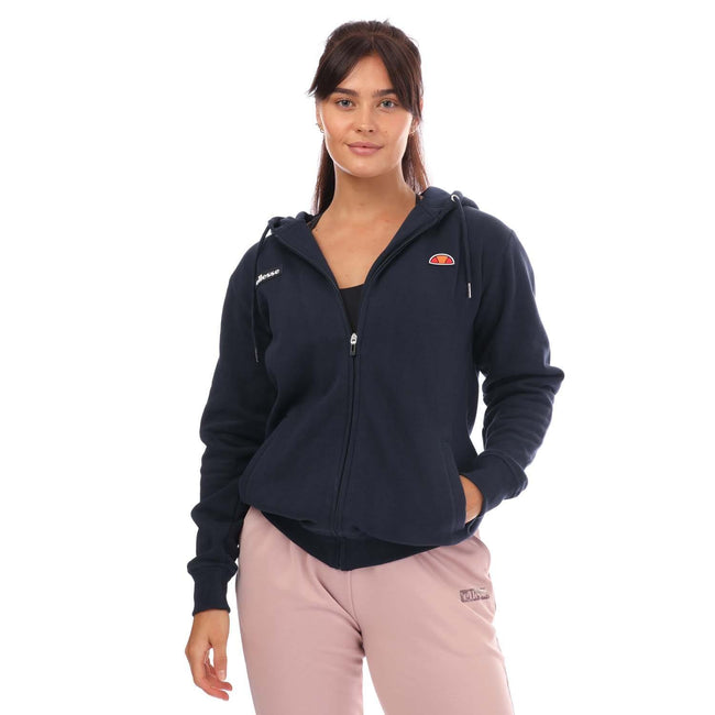 Navy - Front - Ellesse Womens-Ladies Henicea Full Zip Hoodie
