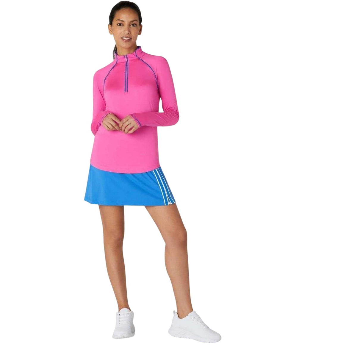 Pink - Side - Original Penguin Womens-Ladies Quarter Zip Regular Sweatshirt