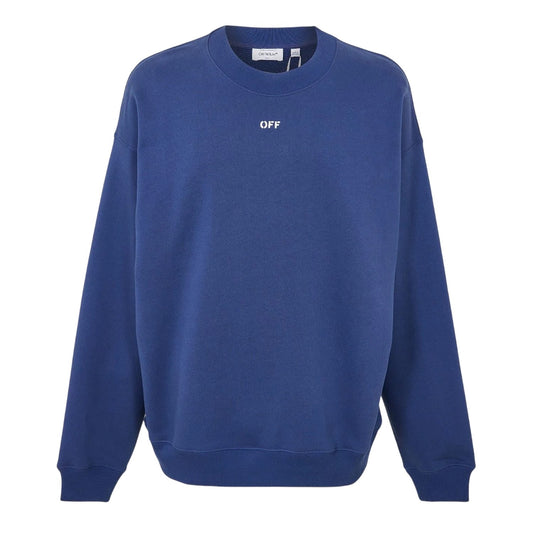 Dark Blue-White - Front - Off White Mens Crew Neck Sweatshirt