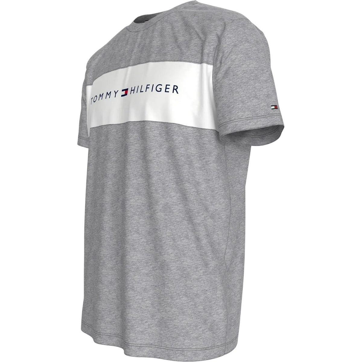 Grey-White - Side - Tommy Hilfiger Mens Logo Cotton T-Shirt