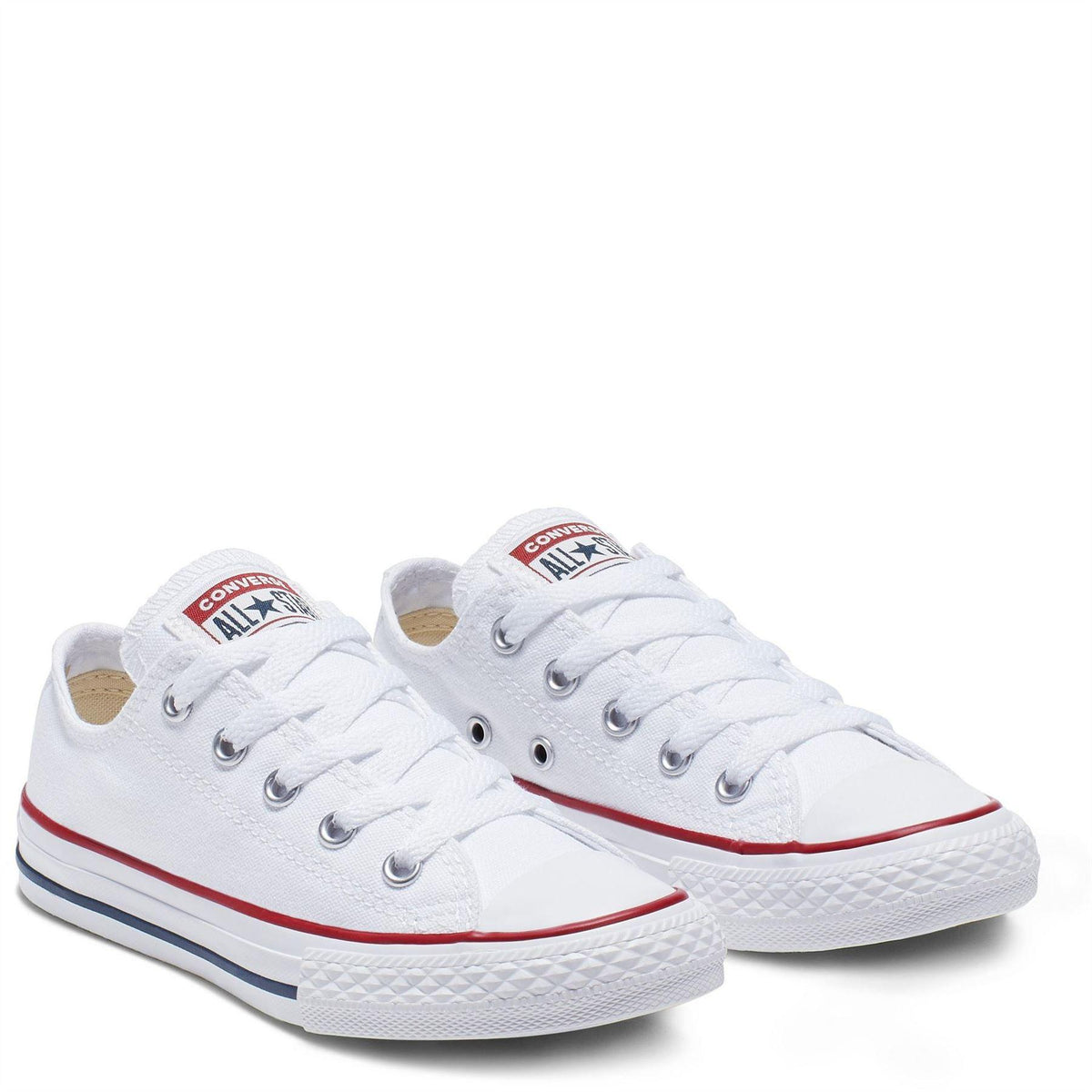 White - Pack Shot - Converse Childrens-Kids Chuck Canvas Low Cut Shoes