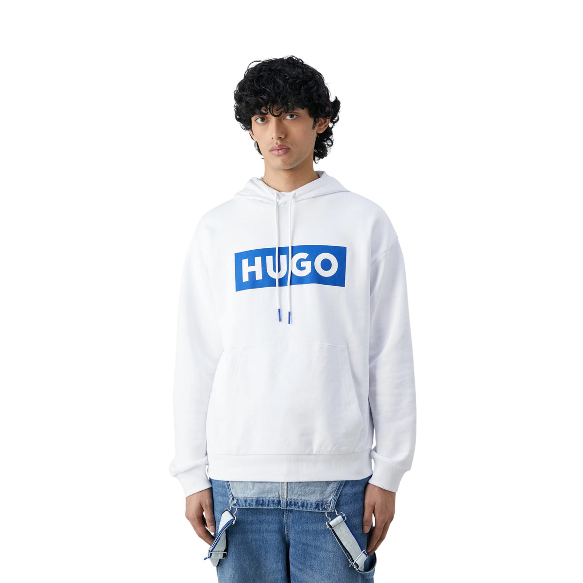 White - Side - Boss Mens Box Long-Sleeved Hoodie